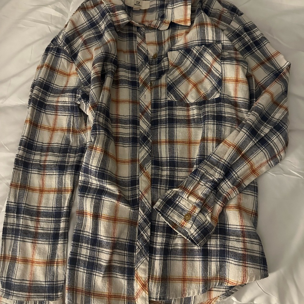 Thread & Supply Button Up in Cream, Navy & Rust Medium